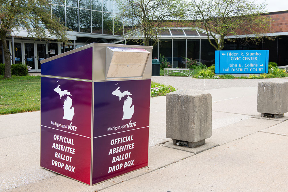 Ballot box outside of the Civic Center