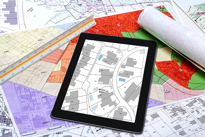Tablet with zoning maps