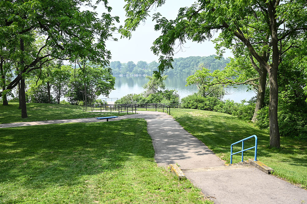 Loonfeather Park trail leading down to Ford Lake
