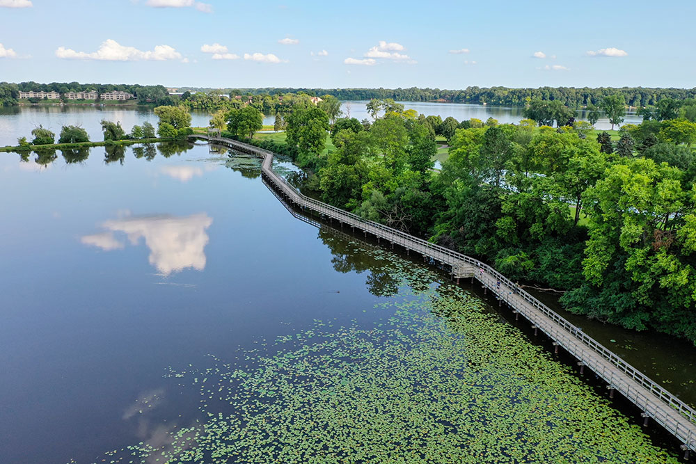 North Bay Park boardwalk aerial view