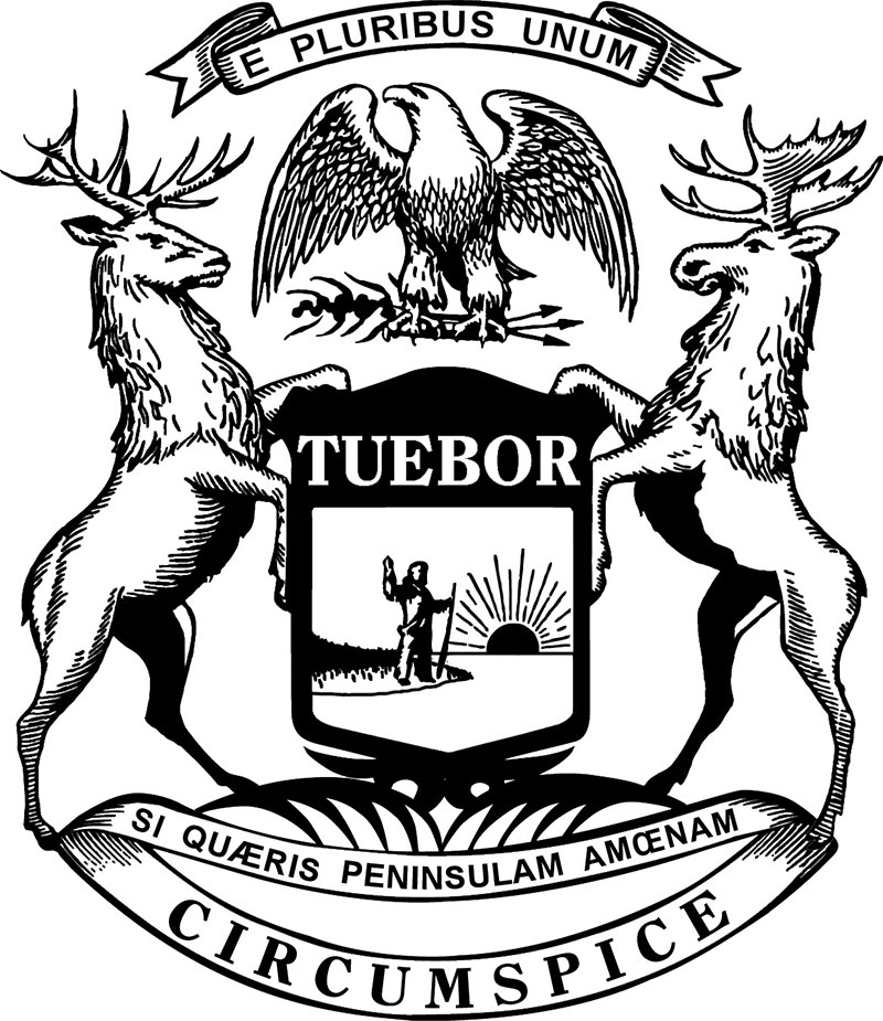 Michigan State Seal Latin E Pluribus Unum Tuebor Si Quaris Penninsulam Amoenam Circumspice
